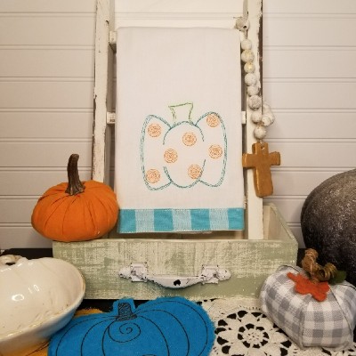 pumpkin scribble dots embroidery design